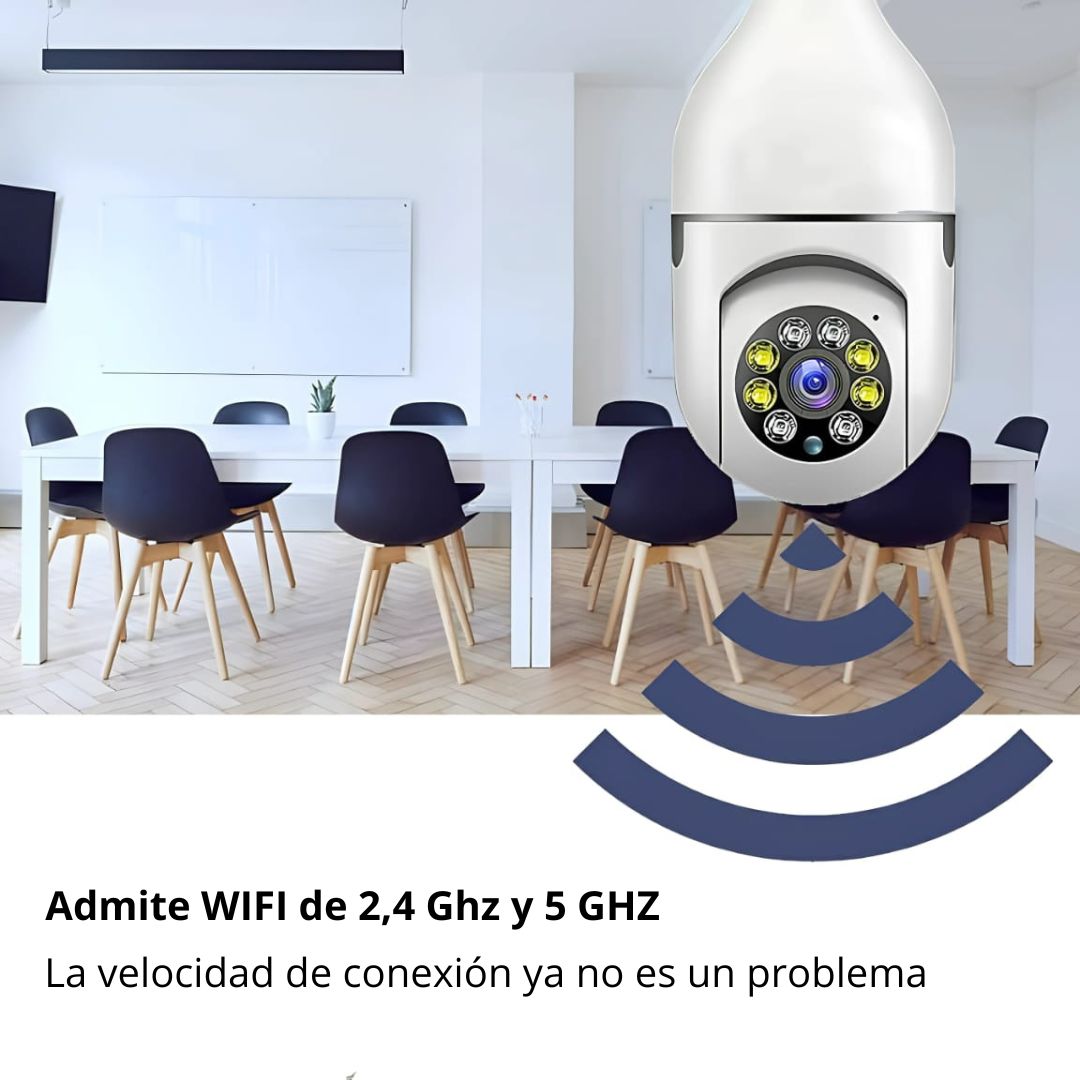 Foco Cámara Doble Lente Seguridad WIFI