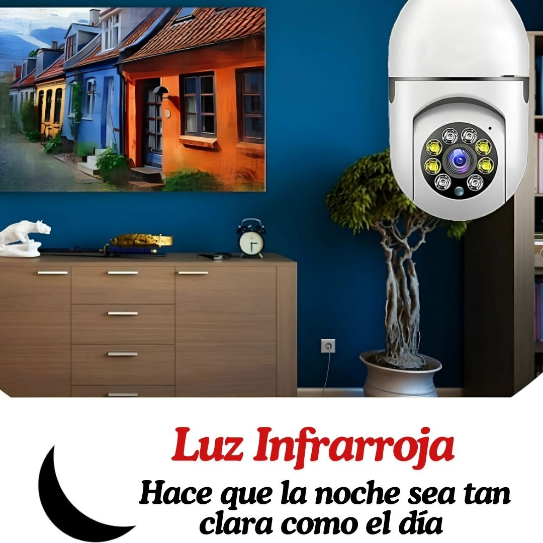 Foco Cámara Doble Lente Seguridad WIFI