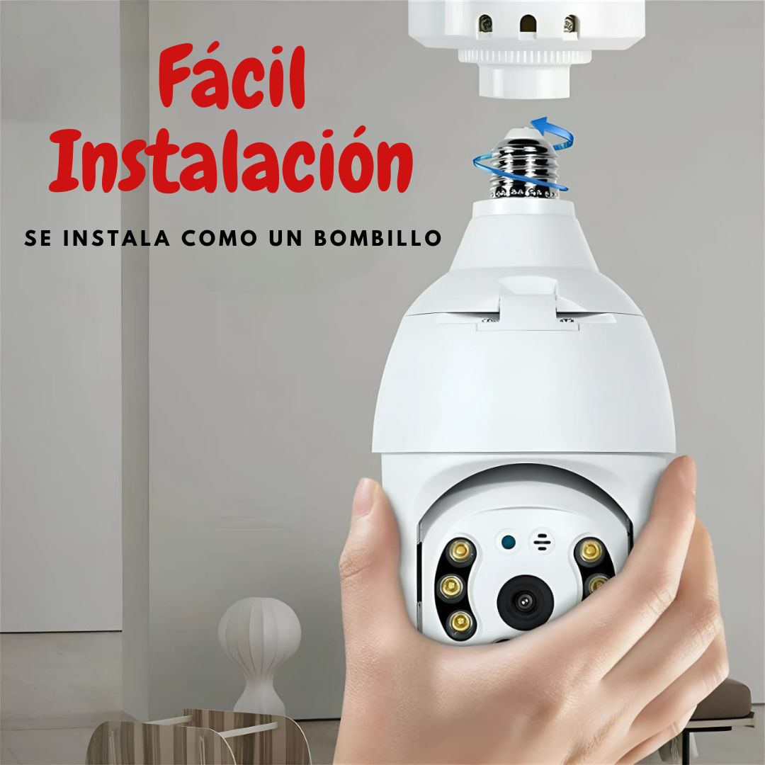 Foco Cámara Doble Lente Seguridad WIFI