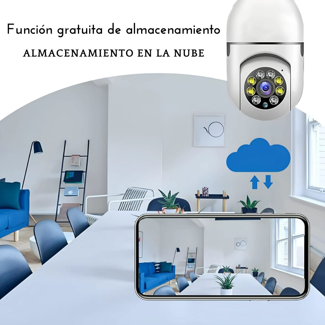 Foco Cámara Doble Lente Seguridad WIFI