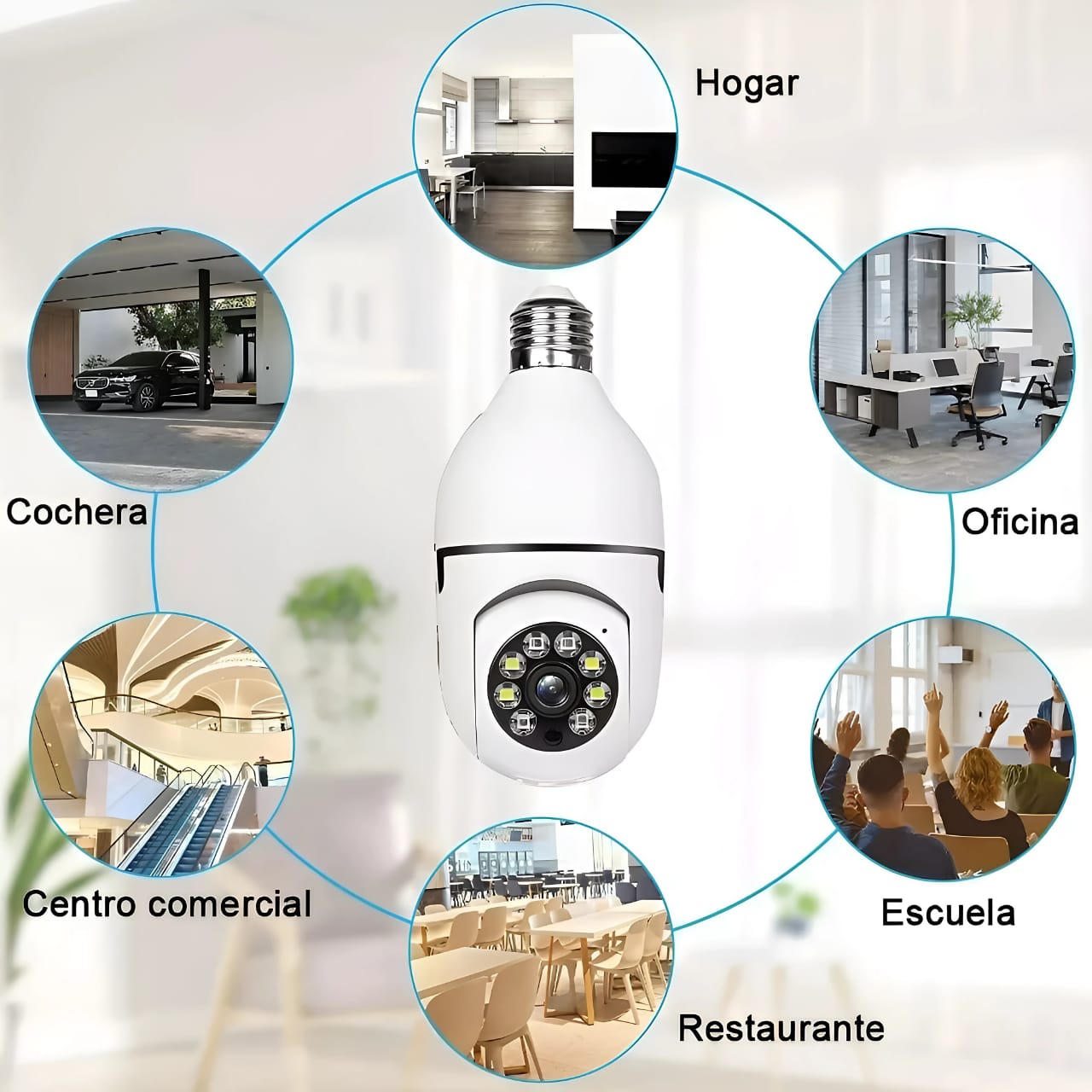 Foco Cámara Doble Lente Seguridad WIFI